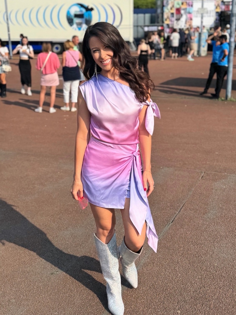 Lovers + Friends Pink to Purple Ombre Tie-Shoulder Mini Dress